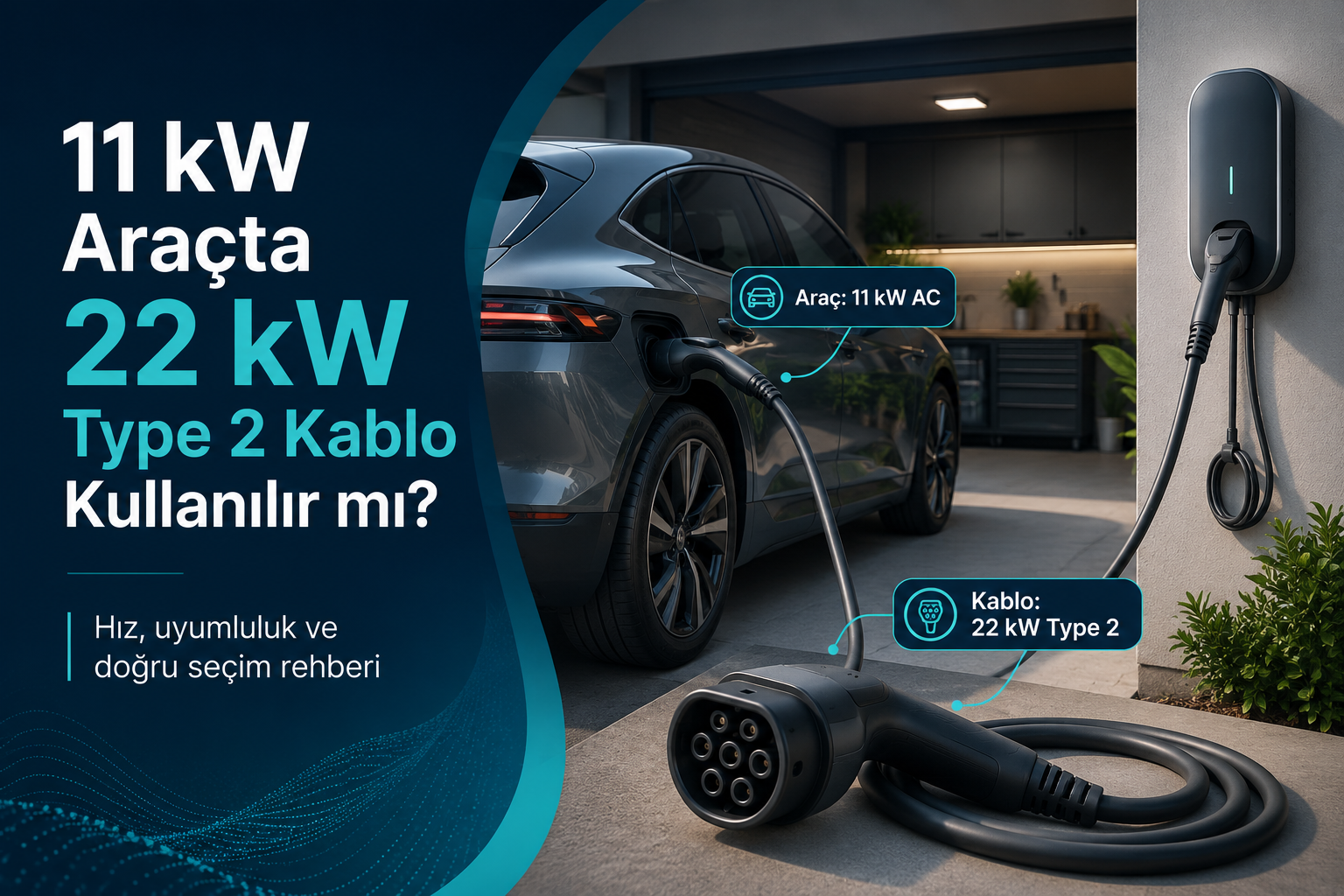11 kW araçta 22 kW Type 2 şarj kablosu kullanımı rehberi