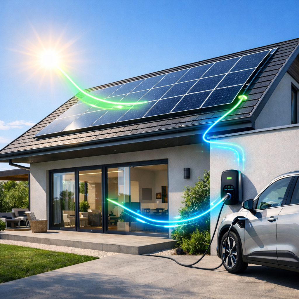 Güneş enerjisi sistemi ile evde elektrikli araç şarjı