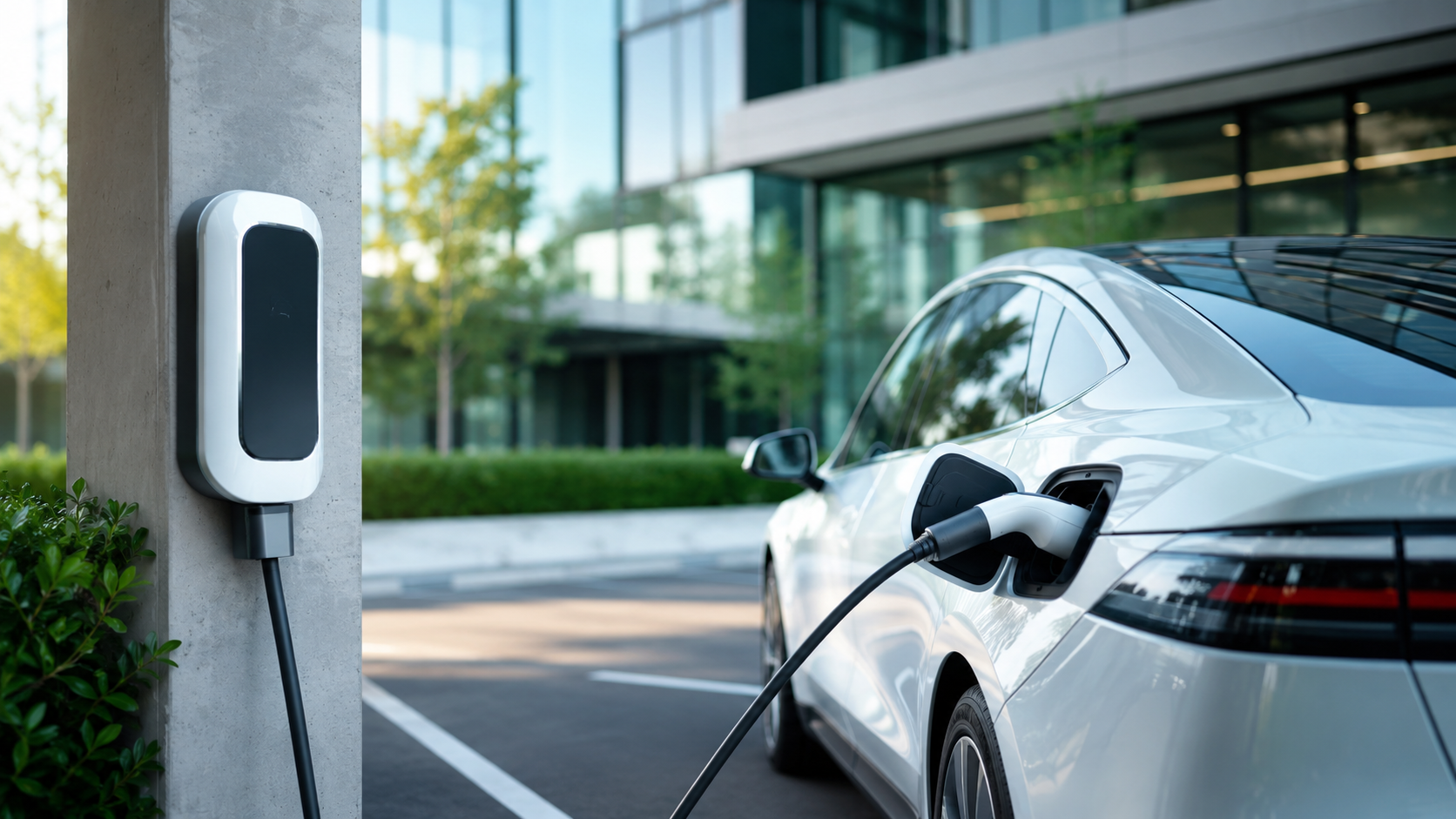 İşyeri otoparkında elektrikli araç şarj istasyonu