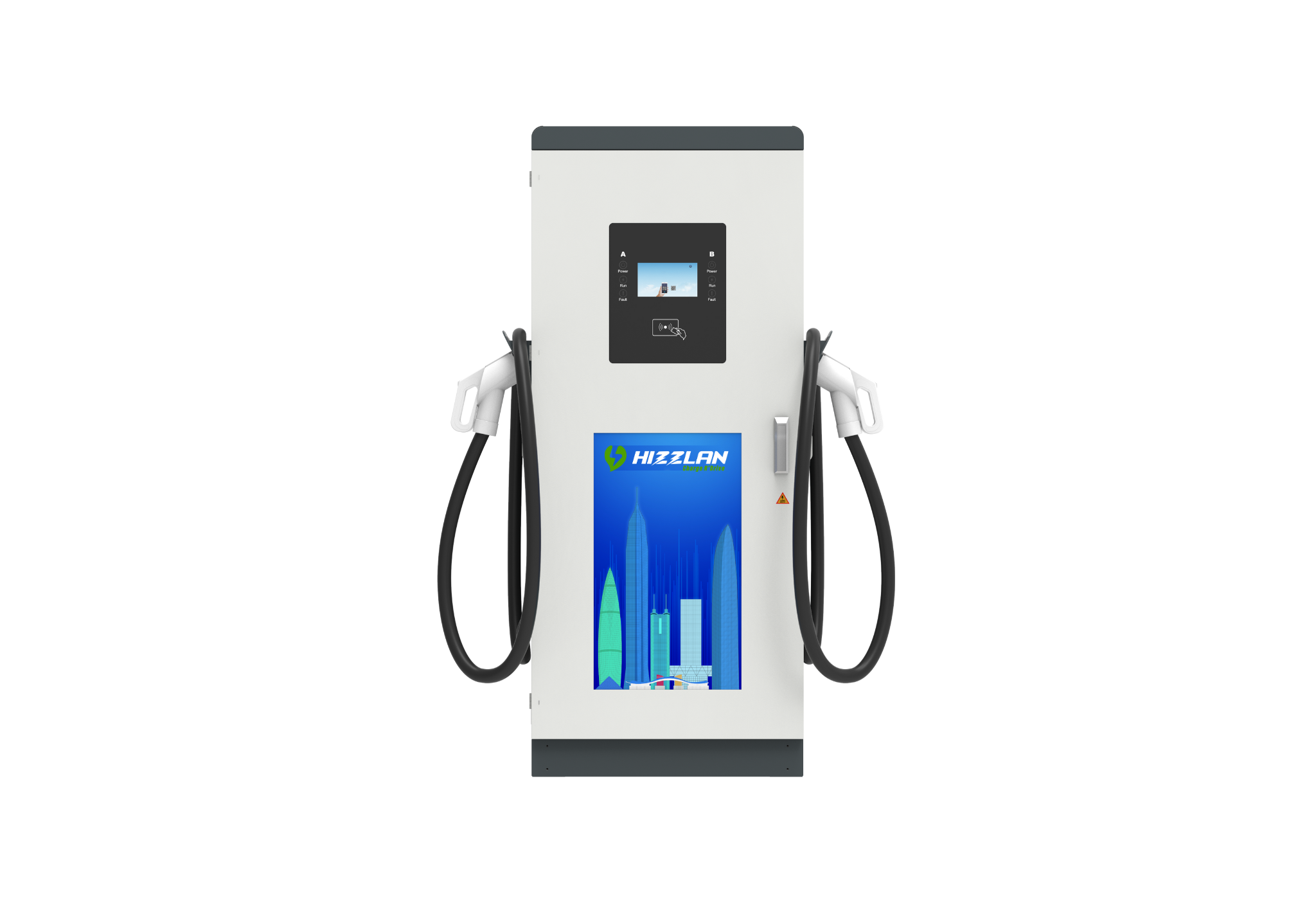 HIZZLAN 80 KW DC HIZLI ÇİFT ÇIKIŞLI ZEMİNE MONTE KABLOLU TİCARİ ARAÇ ŞARJ İSTASYONU