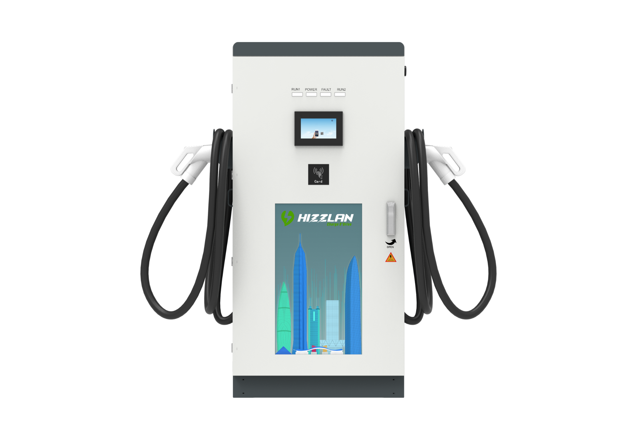 HIZZLAN 240 KW DC HIZLI ÇİFT ÇIKIŞLI ZEMİNE MONTE KABLOLU TİCARİ ARAÇ ŞARJ İSTASYONU