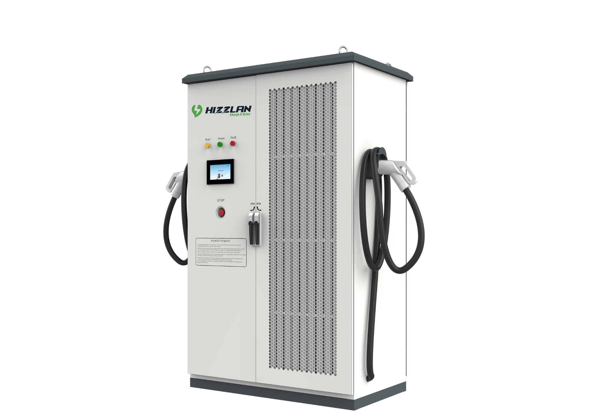 HIZZLAN 480 KW DC HIZLI ÇİFT ÇIKIŞLI ZEMİNE MONTE KABLOLU TİCARİ ARAÇ ŞARJ İSTASYONU