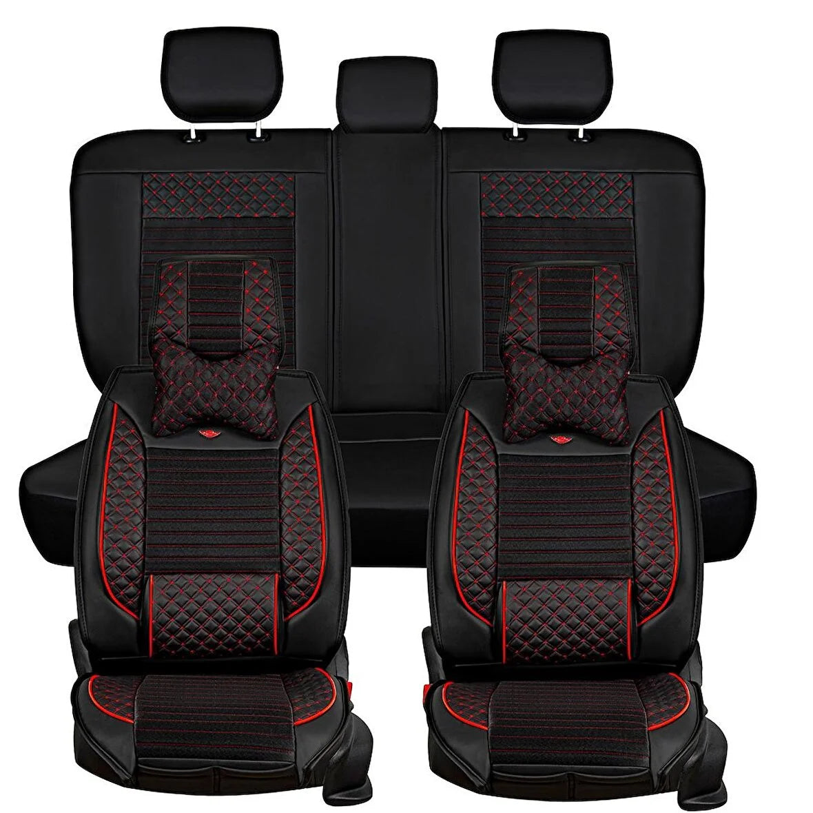 STİL TOGG T10X 2023 LÜX DERİ KOLTUK KILIFI 5’Lİ SET TAM TAKIM URBAN SİYAH-KIRMIZI